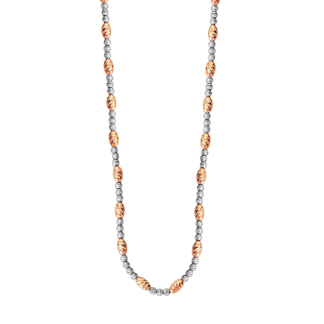 D/C White and Rose Gold Bead Necklace