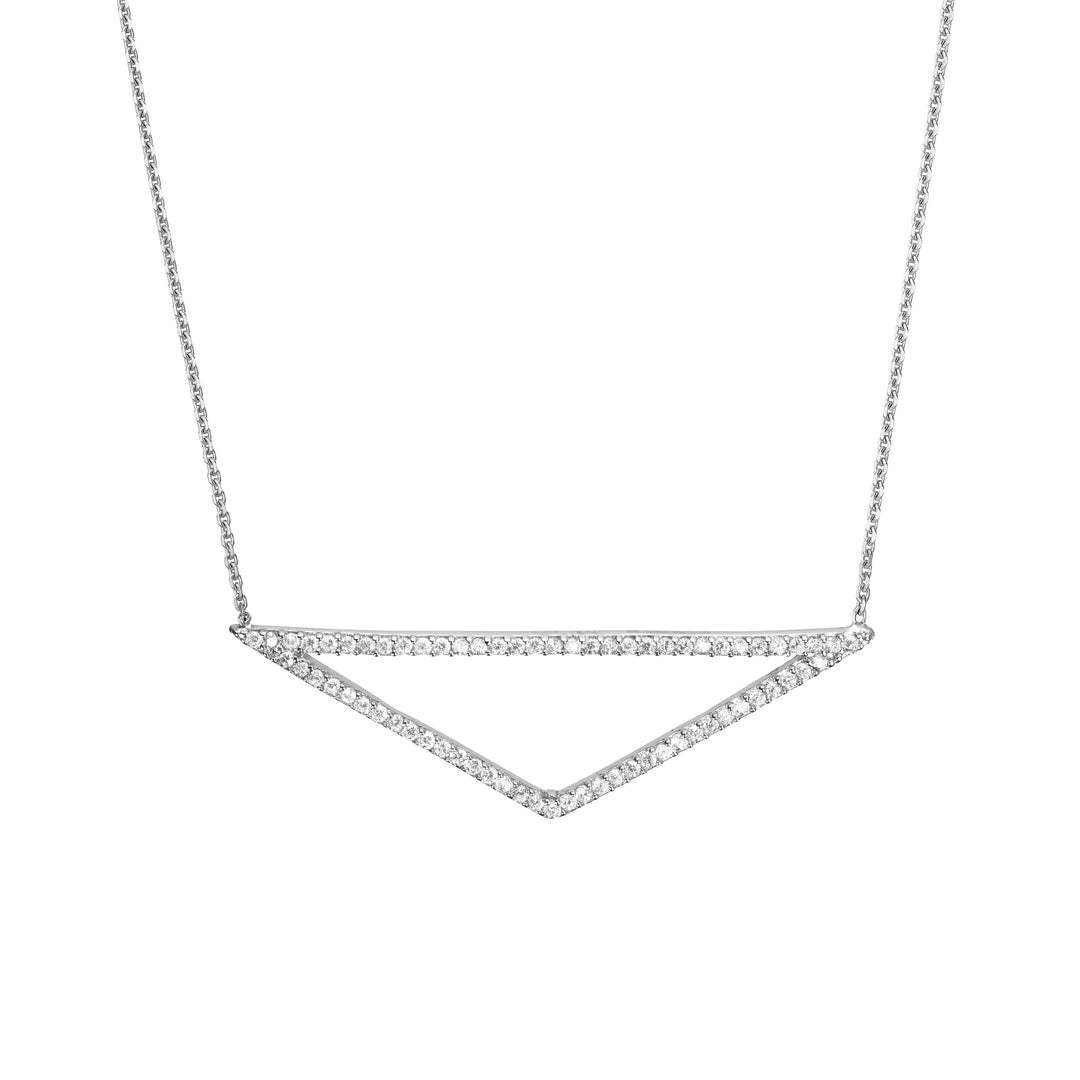 Sterling Silver Elongated CZ Triangle Adjustable Necklace