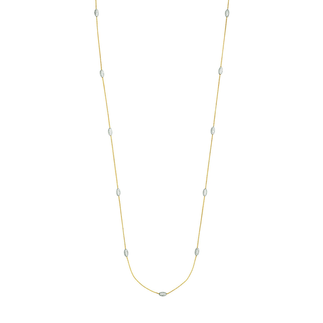 Long And Lovely Yllow/White Oval Bead Necklace