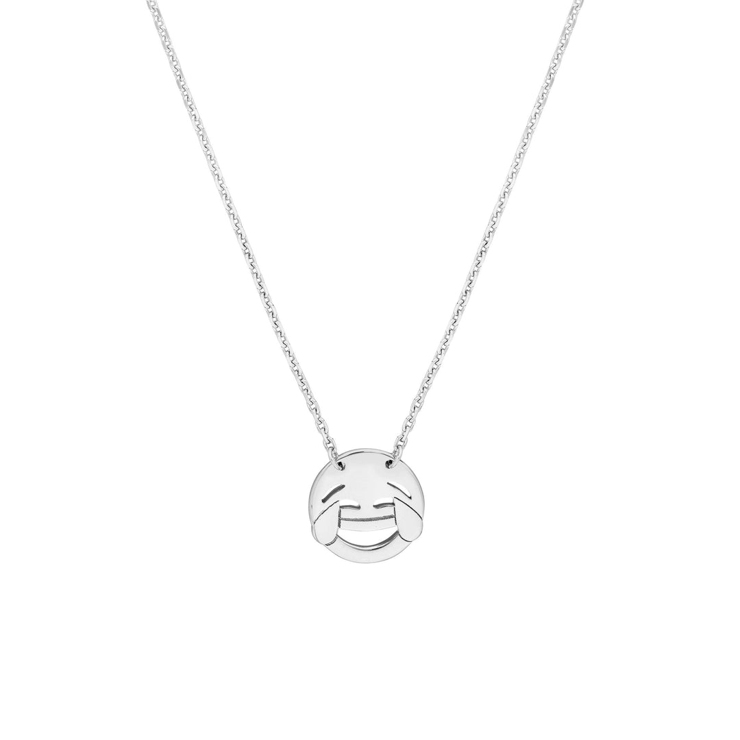 Sterling Silver Laughing Emoji Adjustable Necklace
