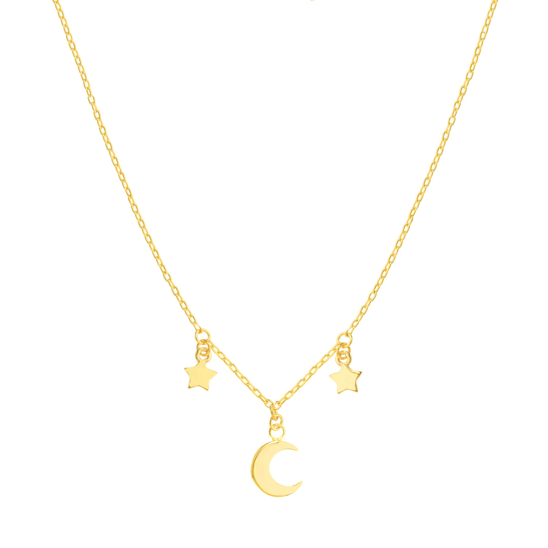 Crescent Moon and Star Drops Necklace