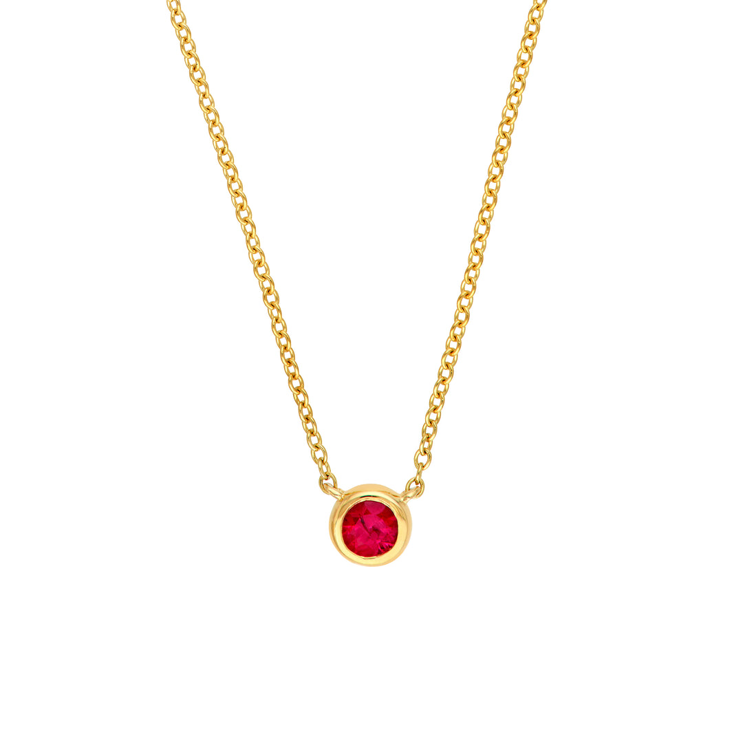 0.15ct 3mm Ruby Stone Bezel Necklace
