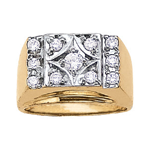 18K White Gold Multi-Diamond Mens Ring