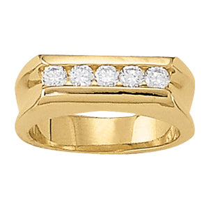 14K White Gold 1/2 CT Diamond Mens Channel Ring