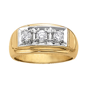 Platinum 1 CT Three-Stone Mens Diamond Ring