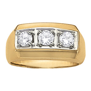14K White Gold 1ctw Round Diamond Three-Stone Ring