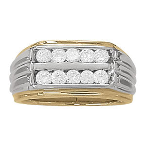 14K White Gold 1 ct Diamond Mens Channel Ring