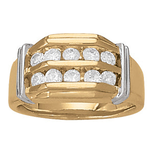 14K White Gold 1 ct Diamond Mens Channel Ring