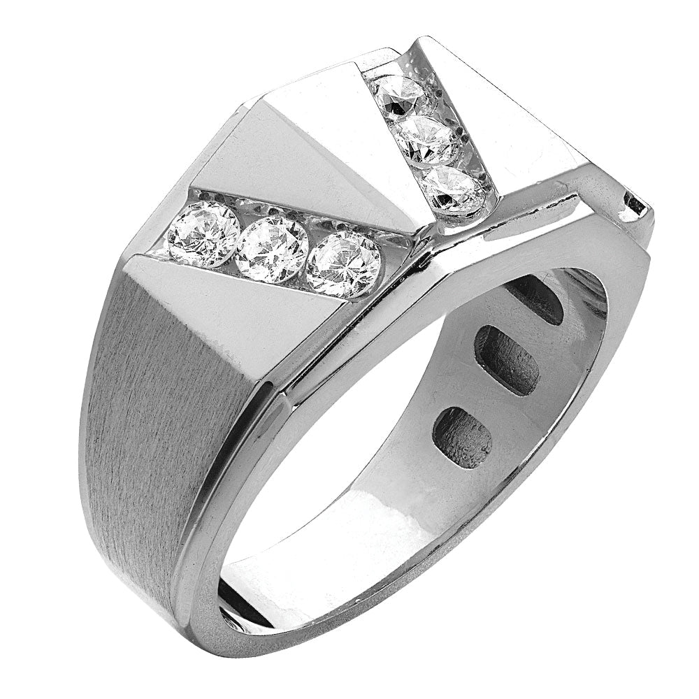 White Gold 1 CT Multi-Diamond Mens Fashion Ring