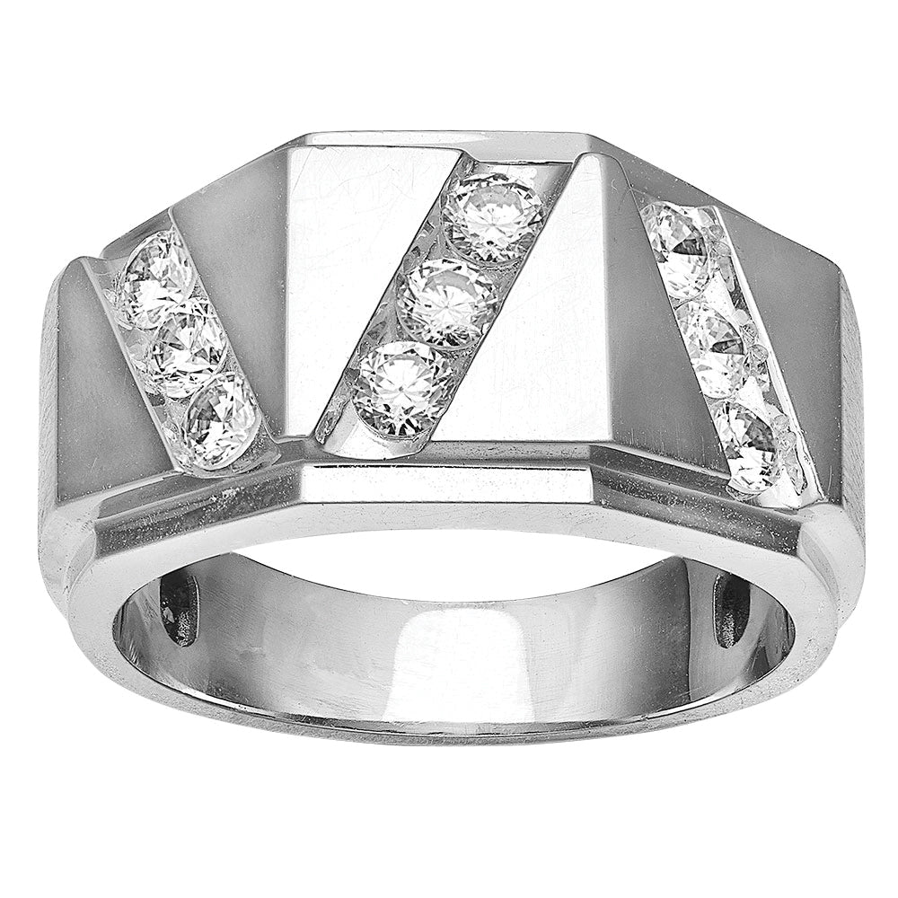 White Gold 1 CT Multi-Diamond Mens Fashion Ring