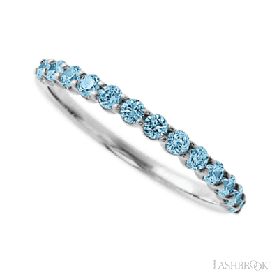 10K White Gold band with 13 Round Aqua Diamond having TCW-.39