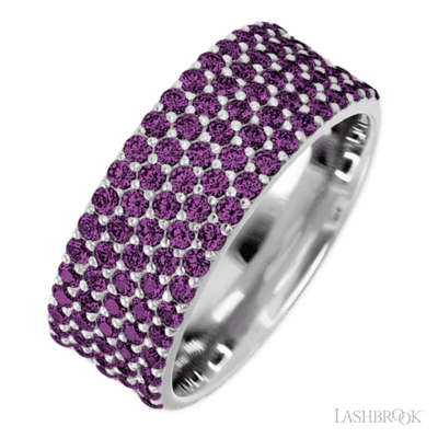 10K White Gold band with 93 Round Purple Diamond having TCW-1.4