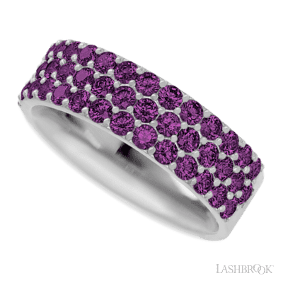 10K White Gold band with 43 Round Purple Diamond having TCW-1.29