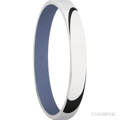 3 mm wide Domed 10K White Gold band featuring a Crushed Orchid sleeve.