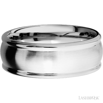 8 mm wide Domed Rounded Edges 14K White Gold band.