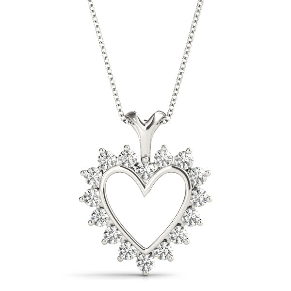18K White Gold Round Diamond Fashion Pendant