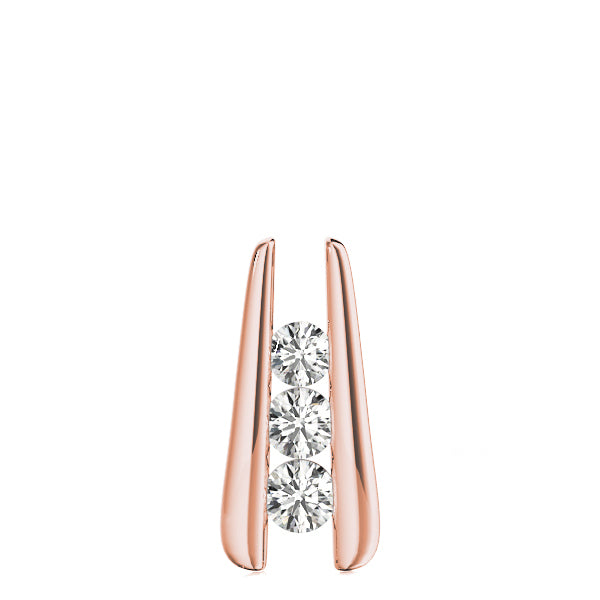 14K Rose Gold 1 ct tw Three Stone Diamond Pendant