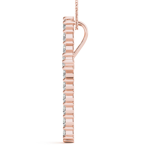 Rose Gold 1 CT Diamond Cross Pendant Necklace