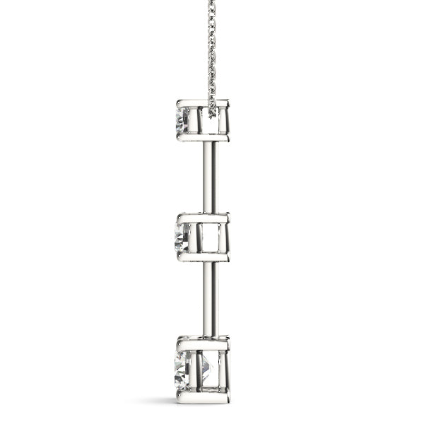 Platinum 1 ct Round Diamond Three-Stone Pendant