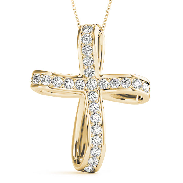 18K Yellow Gold Diamond Cross Pendant