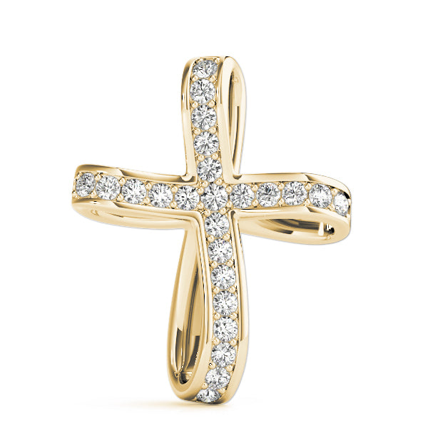 18K Yellow Gold Diamond Cross Pendant