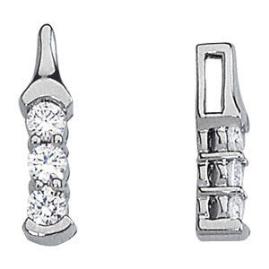 18K White Gold 1 CT Three Stone Diamond Pendant