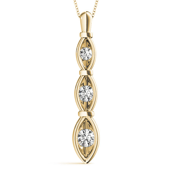18K Yellow Gold 1/2 ct tw Three Stone Diamond Pendant