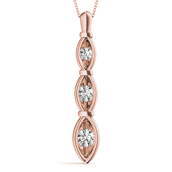 18K Rose Gold 1/2 ct tw Three Stone Diamond Pendant