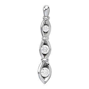 14K White Gold 1/2 ct tw Three Stone Diamond Pendant