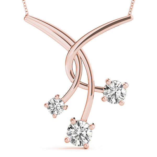 18K Rose Gold 1 ct Diamond Three-Stone Pendant