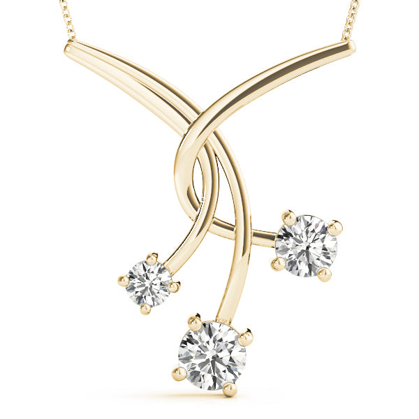 18K Yellow Gold 1 ct Diamond Three-Stone Pendant