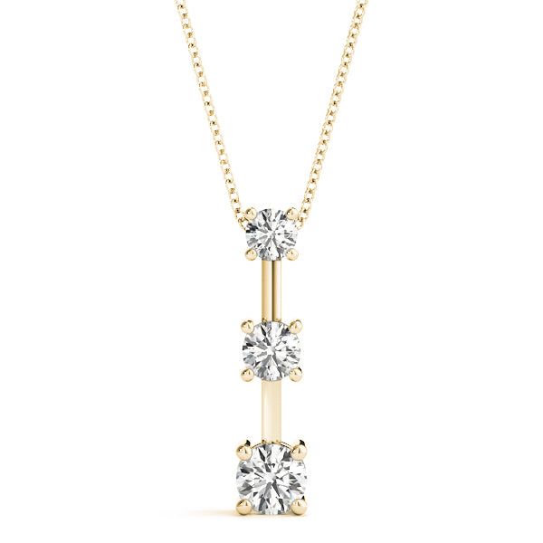 18K Yellow Gold 1 ct Diamond Three-Stone Pendant