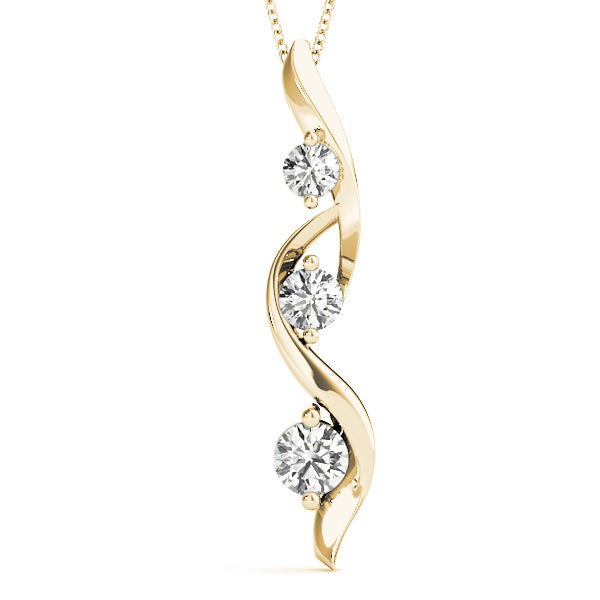 18K Yellow Gold 1/2 ct tw Three Stone Diamond Pendant