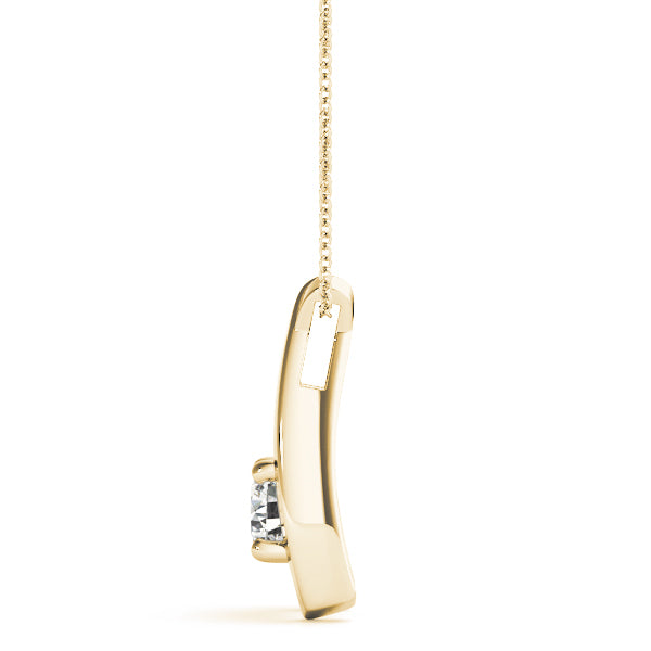 14K Yellow Gold Round Diamond Solitaire Pendant