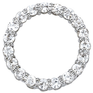 14K White Gold Diamond Circle Pendant Necklace