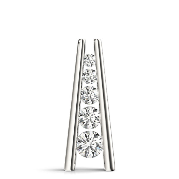 14K White Gold Round Diamond Journey Pendant