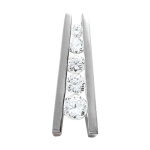 14K White Gold Round Diamond Journey Pendant