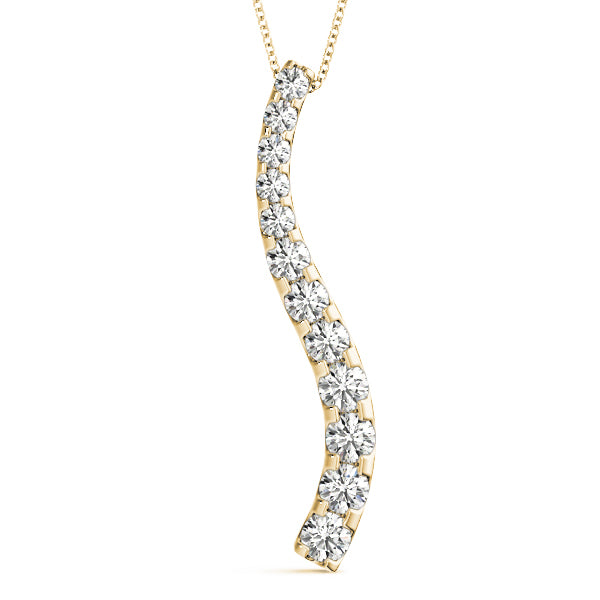 18K Yellow Gold Round Diamond Journey Pendant