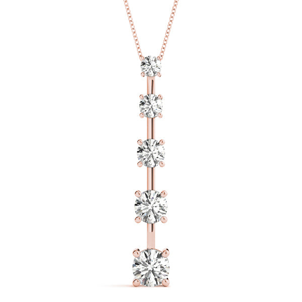1 CT Rose Gold Round Diamond Journey Pendant