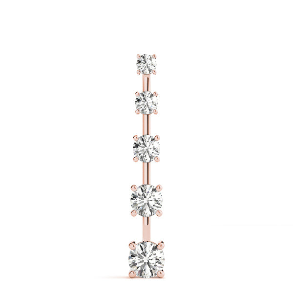14K Rose Gold Round Diamond Journey Pendant