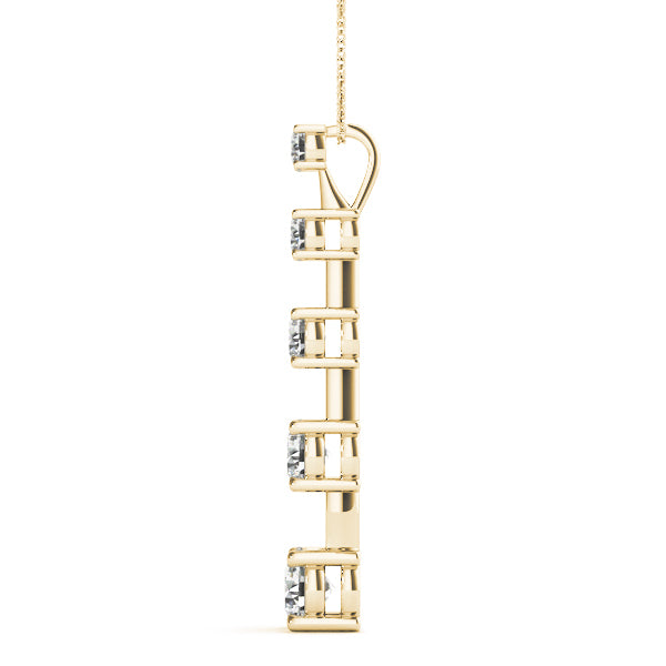 14K Yellow Gold Round Diamond Pendant