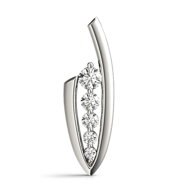 14K White Gold Round Diamond Journey Pendant