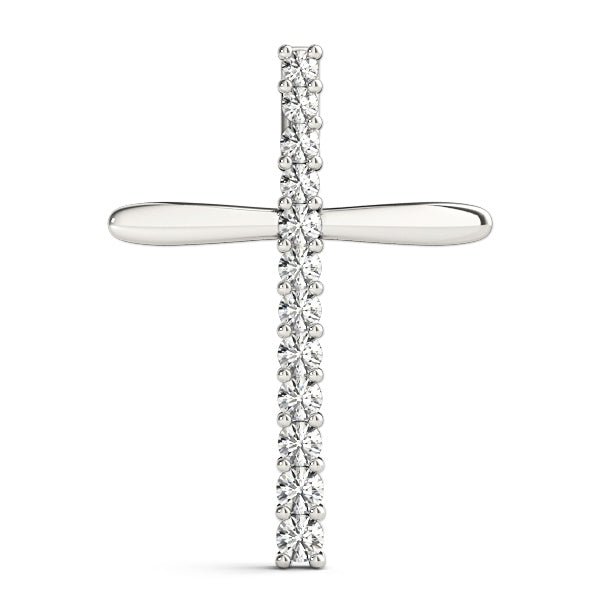 18K White Gold Diamond Cross Pendant