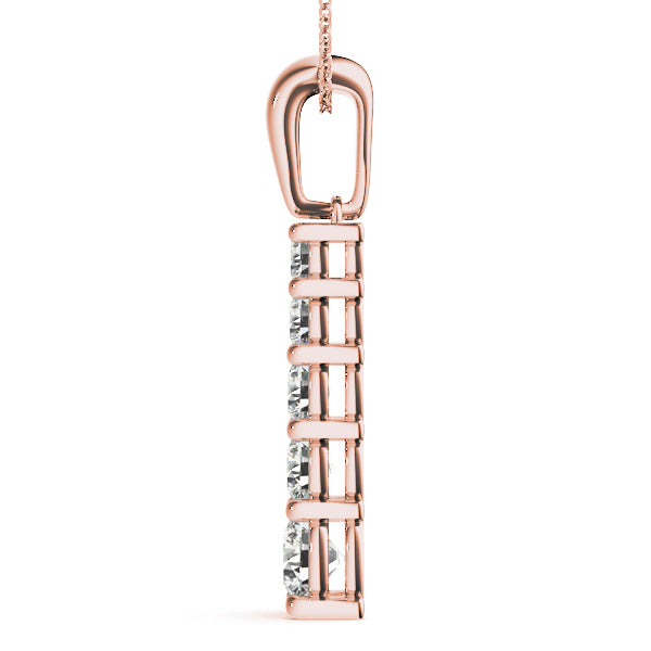 18K Rose Gold Round Diamond Journey Pendant