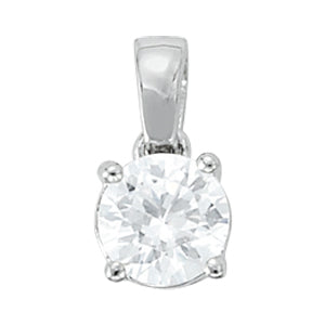 18K White Gold 1ct Round Diamond Pendant
