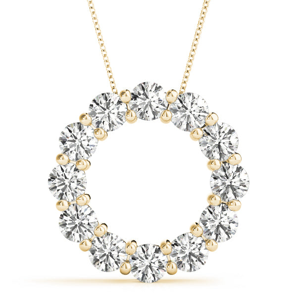 18K Yellow Gold Diamond Circle Pendant - 3 CTW