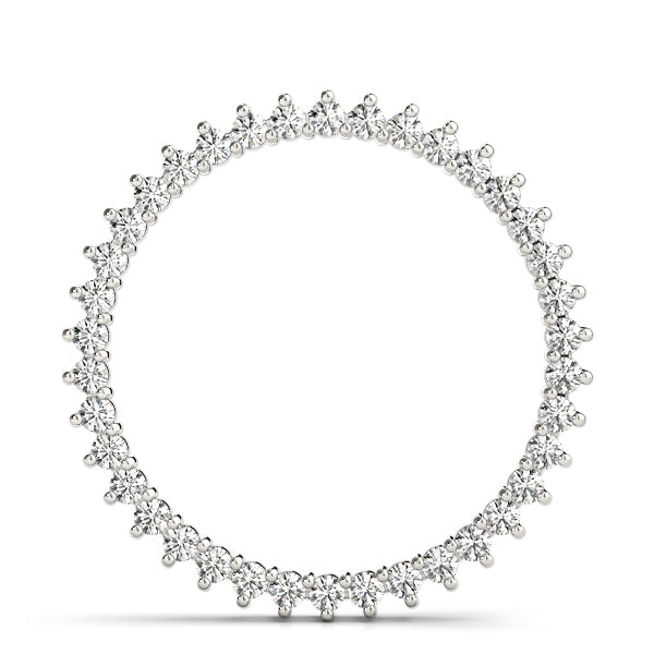 14K White Gold Round Diamond Circle Pendant
