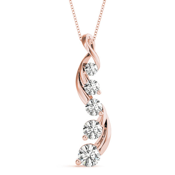 18K Rose Gold 1 CT Diamond Journey Pendant