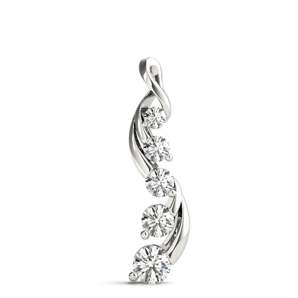 14K White Gold Diamond Journey Pendant
