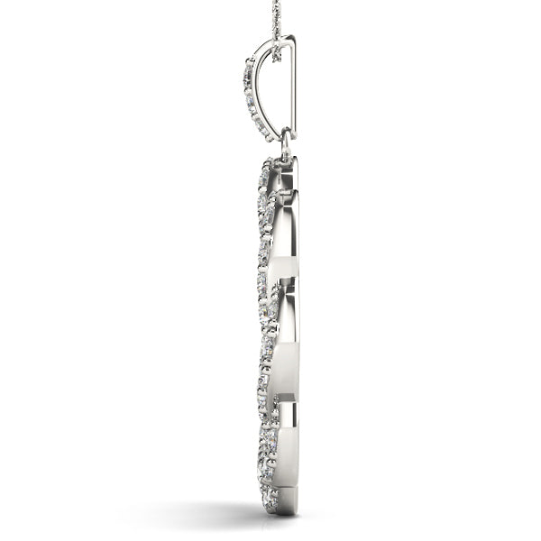 Platinum 1ctw Round Diamond Circle Pendant